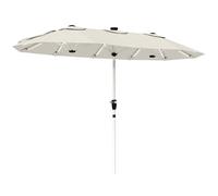 Outsunny 3 m Double-Sided Garden Parasol with LED Solar Lights, Outdoor Extra Large Sun Umbrella with UPF30+ Protection, Crank Handle, 12 Ribs, Patio Market Sun Shade, Cream White