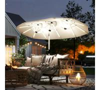 Outsunny 3 m Double-Sided Garden Parasol with Solar Lights - Cream White