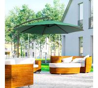 Outsunny 3M Banana Cantilever Umbrella Garden Parasol Sun Shade Green, Green