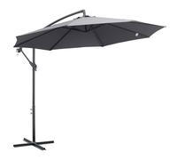 Outsunny 3(m) Garden Banana Parasol Cantilever Umbrella with Crank Handle and Cross Base, 8 Ribs for Outdoor, Hanging Sun Shade, Grey Aosom UK