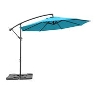 Outsunny 3(m) Garden Banana Parasol Cantilever Umbrella with Crank Handle, Cross Base, Weights and Cover for Outdoor, Hanging Sun Shade, Blue