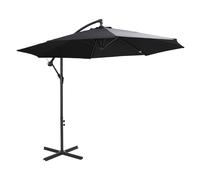 Outsunny 3(m) Garden Banana Parasol Hanging Cantilever Umbrella with Crank Handle, 8 Ribs and Cross Base for Outdoor, Sun Shade, Black Black