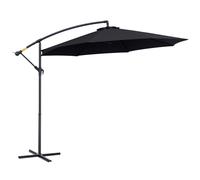 Outsunny 3(m) Garden Cantilever Parasol Patio Banana Hanging Umbrella Sun Shade with Crank and Tilt, 8 Ribs and Cross Base, Black Black