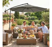 Outsunny 3 m Garden Cantilever Parasol with Cover, Rotation - Cantilever Garden Parasol - Grey - 300 x 300 x 235 cm