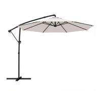 Outsunny 3 m Garden Cantilever Parasol with Cover, Round Overhanging Umbrella with 360° Rotation, Tilt, Cream White