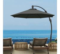 Outsunny 3(m) Garden Cantilever Parasol with Crank Aluminium Frame Black - Grey - 366L x 294W x 280H cm
