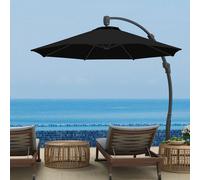 Outsunny 3(m) Garden Cantilever Parasol with Crank Aluminium Frame Black - Black - 366L x 294W x 280H cm