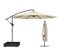 Outsunny 3 M Garden Cantilever Parasol With Sandbag, 360° Rotation In Beige