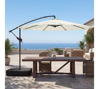 Outsunny 3 m Garden Cantilever Parasol with Sandbag, 360° Rotation - Modern - Cantilever Parasol - Cream White