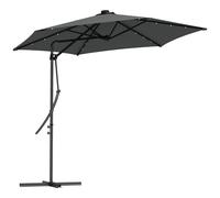 Outsunny 3(m) Garden Parasol Cantilever Umbrella with Solar LED, Cross Base and Waterproof Cover, Dark Grey