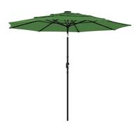 Outsunny 3 m Garden Parasol, Parasol Umbrella with 3-tier Roof, Crank Handle, Tilt Function, Polyester Canopy, Outdoor Table Umbrella for Patio, Garden, Green