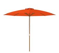 Outsunny 3(m) Garden Parasol, Pulley Operated Patio Umbrella, Wooden Parasol, Table Market Umbrella with Rope Pulley Mechanism and 8 Ribs, Orange
