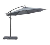 Outsunny 3(m) Garden Parasol Sun Shade Banana Umbrella Cantilever with Crank Handle, Cross Base Dark Grey Aosom UK