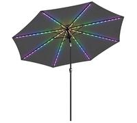 Outsunny 3 m Garden Parasol Umbrella with 112 Solar Powered LED Lights, Outdoor Table Market Patio Umbrella with Crank Handle, Tilt, UPF 50+, for Garden, Outdoor, Grey