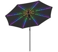 Outsunny 3 m Garden Parasol Umbrella with 112 Solar Powered LED Lights, Patio Umbrella with Crank Handle, Black