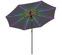 Outsunny 3 m Garden Parasol Umbrella with 112 Solar Powered LED Lights, Patio Umbrella with Crank Handle, Grey