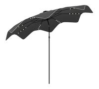 Outsunny 3(m) Garden Parasol Umbrella with 32 Solar LED Lights and Tilt, Outdoor Market Table Umbrella Sun Shade Canopy with Crank, 8 Ribs, Dark Grey