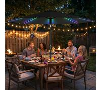 Outsunny 3 m Garden Parasol Umbrella with LED Lights, Patio Umbrella Black