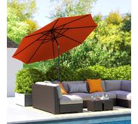 Outsunny 3(m) Garden Umbrella Outdoor Sunshade Canopy w/ Tilt & Crank Orange, Orange