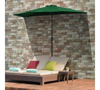 Outsunny 3(M) Half Round Parasol Garden Sun Umbrella Metal W/ Crank Green