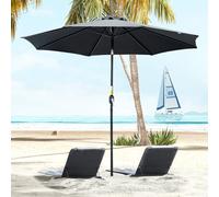 Outsunny 3(m) Tilting Parasol Garden Umbrellas, Outdoor Sun Shade with 8 Ribs - Black, Black