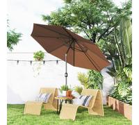 OUTSUNNY 3(m) Patio Umbrella Outdoor Sunshade Canopy w/ Tilt & Crank in Brown Outsunny Brown