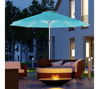 OUTSUNNY 3(m) Solar Powered Garden Parasol with Lights, Deck Umbrella with Solar Charged & USB Type-C in Blue Outsunny Blue