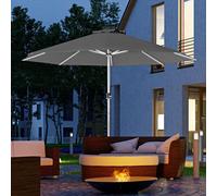 OUTSUNNY 3(m) Solar Powered Garden Parasol with Lights, Deck Umbrella with Solar Charged & USB Type-C in Dark Grey Outsunny Dark Grey