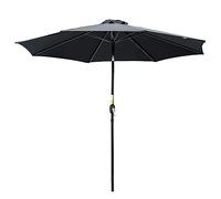 Outsunny 3(m) Tilting Parasol Garden Umbrellas, Outdoor Sun Shade with 8 Ribs, Tilt and Crank Handle for Balcony, Bench, Garden, Black