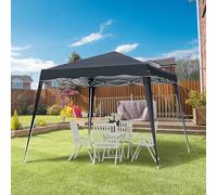 Outsunny 3 M x 3 M Base/ 2.5 M x 2.5 M Top Pop Up Gazebo, 2 Person Setup Instant with Carry Bag, Height Adjustable Slant Leg Party Tent Instant Event Shelter for Garden, Patio, Black Black