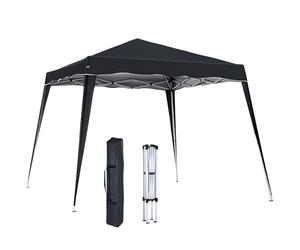Outsunny 3 M x 3 M Base/ 2.5 M x 2.5 M Top Pop Up Gazebo, 2 Person Setup Instant with Carry Bag, Height Adjustable Slant Leg Party Tent Instant Event Shelter for Garden, Patio, Black