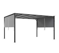 Outsunny 3(m) x 4m Pergola with Solar LED Lights, Garden Gazebo with Retractable Roof, Steel Frame, Outdoor Sun Shade Shelter for Patio Balcony Porch, Dark Grey Dark Grey