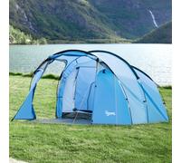 Outsunny 2-3 Man Tunnel Tents w/ Vestibule Camping Tent Porch Air Vents Rainfly Weather-Resistant Shelter Fishing Hiking Shelter Aosom UK