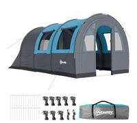 Outsunny 5-6 Man Camping Tent, 3000mm Waterproof Tunnel Family Tent Shelter with Bedroom and Adjustable Living Room, Easy Setup with Carry Bag, Grey and Blue