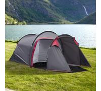 OUTSUNNY 3 Man Camping Tent w/ 2 Rooms Porch Vents Rainfly Weather-Resistant in Dark Grey Outsunny Dark Grey