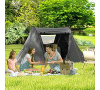 Outsunny 3 Man Camping Tent With 2 Bedrooms, 3000Mm Waterproof In Dark Grey Dark Grey