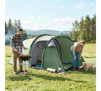 Outsunny 2-3 Person Tunnel Tent with Sewn-in Groundsheet, Air Vents, Rainfly, 2000mm Water Column, Camping Tent with 1 Bedroom, Inbuilt Porch, Living Area for Camping, Hiking, Green