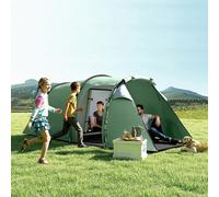 Outsunny 2-3 Person Tunnel Tent with Sewn-in Groundsheet, Air Vents, Rainfly, 2000mm Water Column, Camping Tent with 1 Bedroom, Inbuilt Porch, Living Area for Camping, Hiking, Green