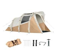 Outsunny 3 Man Inflatable Camping Tent Air Pump Glow-in-the-Dark Pegs | Blow Up Tent, Easy Setup, 3000 mm Waterproof, Living Area and Bedroom, Tunnel Design, Great for Family Camping Trips