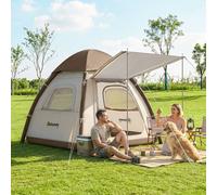 OUTSUNNY 3 Man Inflatable Camping Tent w/ 3000mm Waterproof Rainfly in Cream Outsunny Cream
