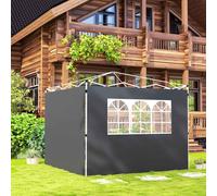 Outsunny 3 Meters Gazebo Replaceable Exchangeable Side Panel Wall Panels Walls With Window, Dark Grey Dark Grey