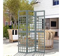 Outsunny 3-Panel Garden Privacy Screen, Foldable Wooden Divider, Grey - Fir Wood - Grey - Outdoor Privacy Screen