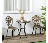 Outsunny 3 Piece Cast Aluminium Gaden Bisto Set with Paasol Hole fo Balcony, Pat