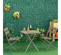 OUTSUNNY 3 PCS Foldable Garden Bistro Set Folding Table & Chairs Set, Grey Outsunny Grey