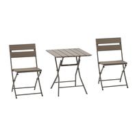 Outsunny 3 PCS Foldable Garden Bistro Set Folding Table And Chairs Set - Grey | TJ Hughes