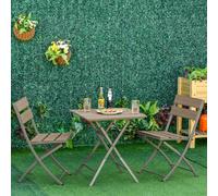 Outsunny 3 Piece Foldable Garden Bistro Set Patio Furniture Set with Table and 2 Chairs for Conservatory Balcony Terrace, Grey Grey