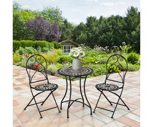 Outsunny 3 PCs Garden Bistro Set W/ Balcony Table and Chairs Metal Frame