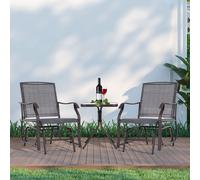 Outsunny 2 Glider Rocking Chairs and Table Set - Grey, Grey