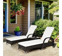 Outsunny Wicker Rattan Sun Lounger Set - Brown