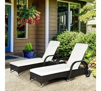 OUTSUNNY 3PC Rattan Sun Lounger Wicker Sofa Day Bed Recliner Furniture Garden Patio in Brown Outsunny Brown
